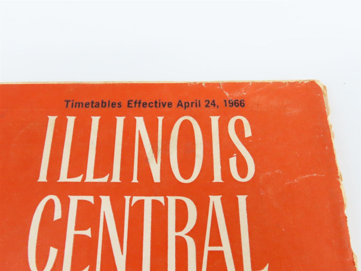 IC Illinois Central &quot;Main Line of Mid-America&quot; Time Tables: April 24, 1966