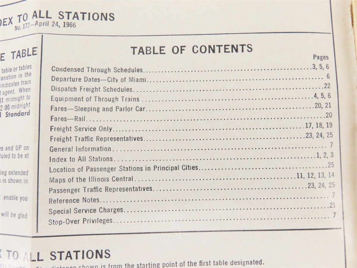 IC Illinois Central &quot;Main Line of Mid-America&quot; Time Tables: April 24, 1966