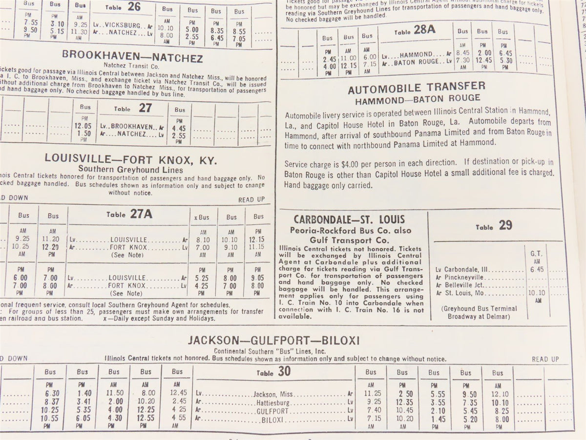 IC Illinois Central &quot;Main Line of Mid-America&quot; Time Tables: April 24, 1966