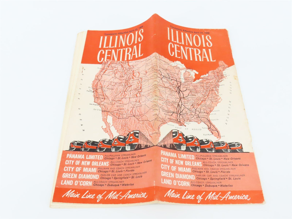 IC Illinois Central &quot;Main Line of Mid-America&quot; Time Tables: April 24, 1966