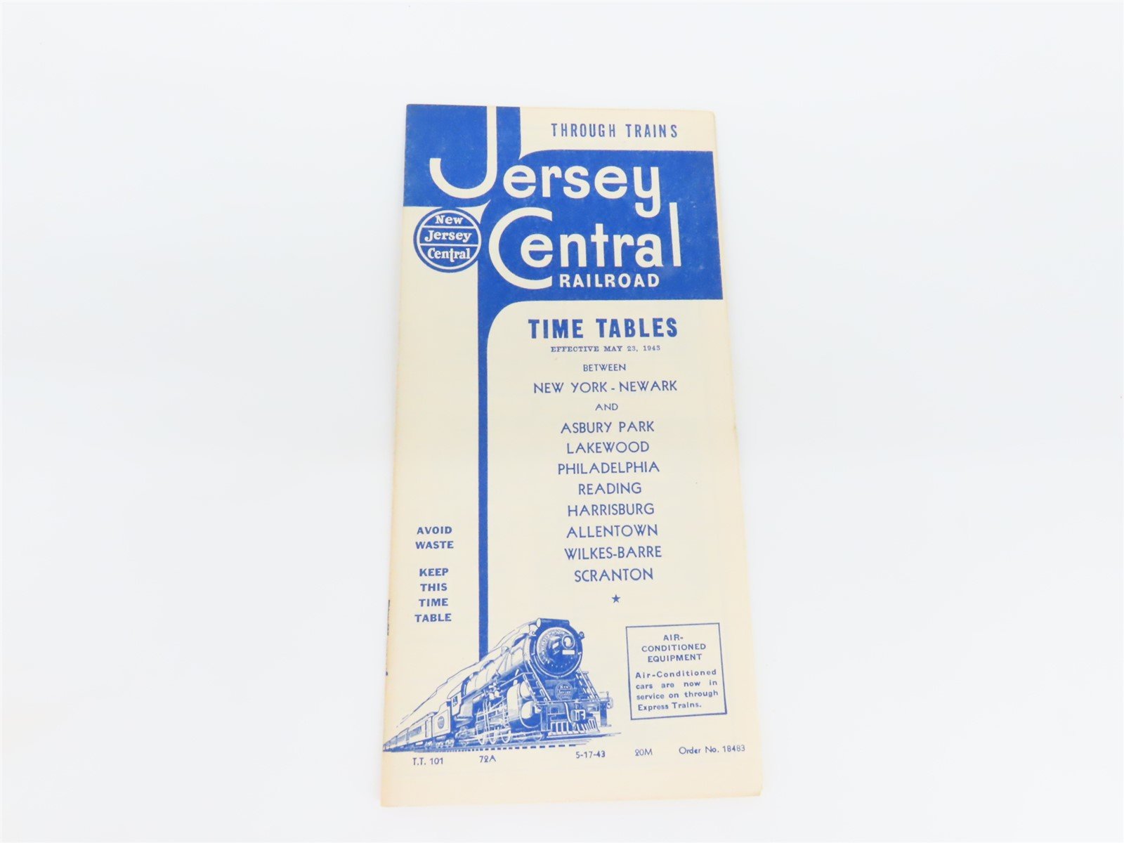 CNJ New Jersey Central Railroad Time Tables: May 23, 1943