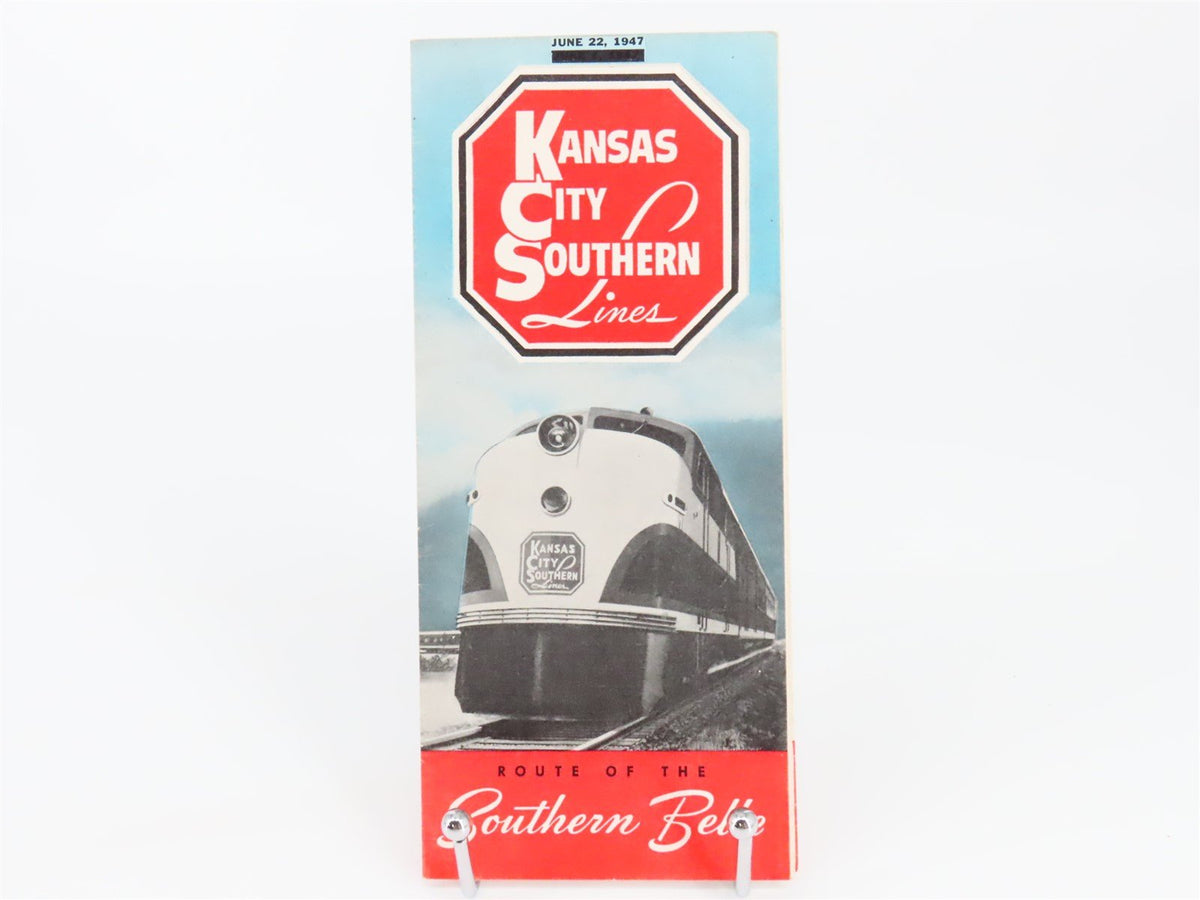 KCS Kansas City Southern &quot;Route Of The Southern Belle&quot; Time Tables June 22, 1947