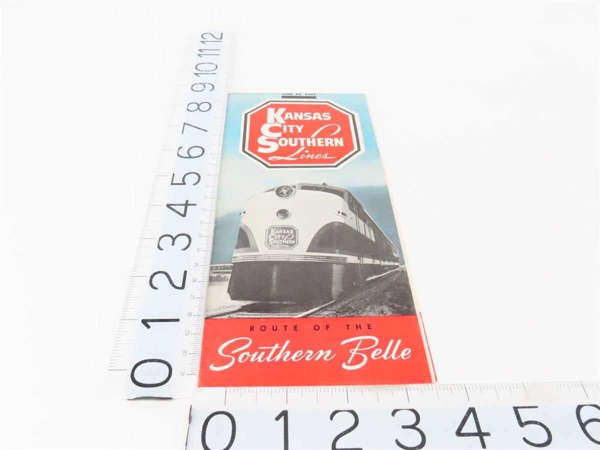 KCS Kansas City Southern &quot;Route Of The Southern Belle&quot; Time Tables June 22, 1947