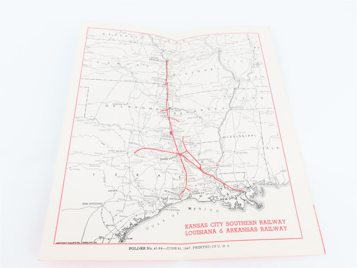 KCS Kansas City Southern &quot;Route Of The Southern Belle&quot; Time Tables June 22, 1947