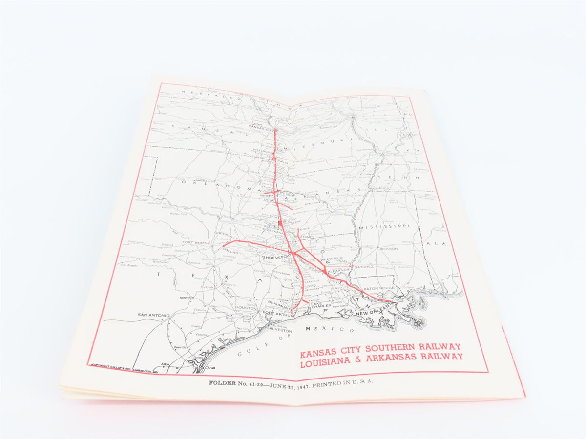 KCS Kansas City Southern &quot;Route Of The Southern Belle&quot; Time Tables June 22, 1947