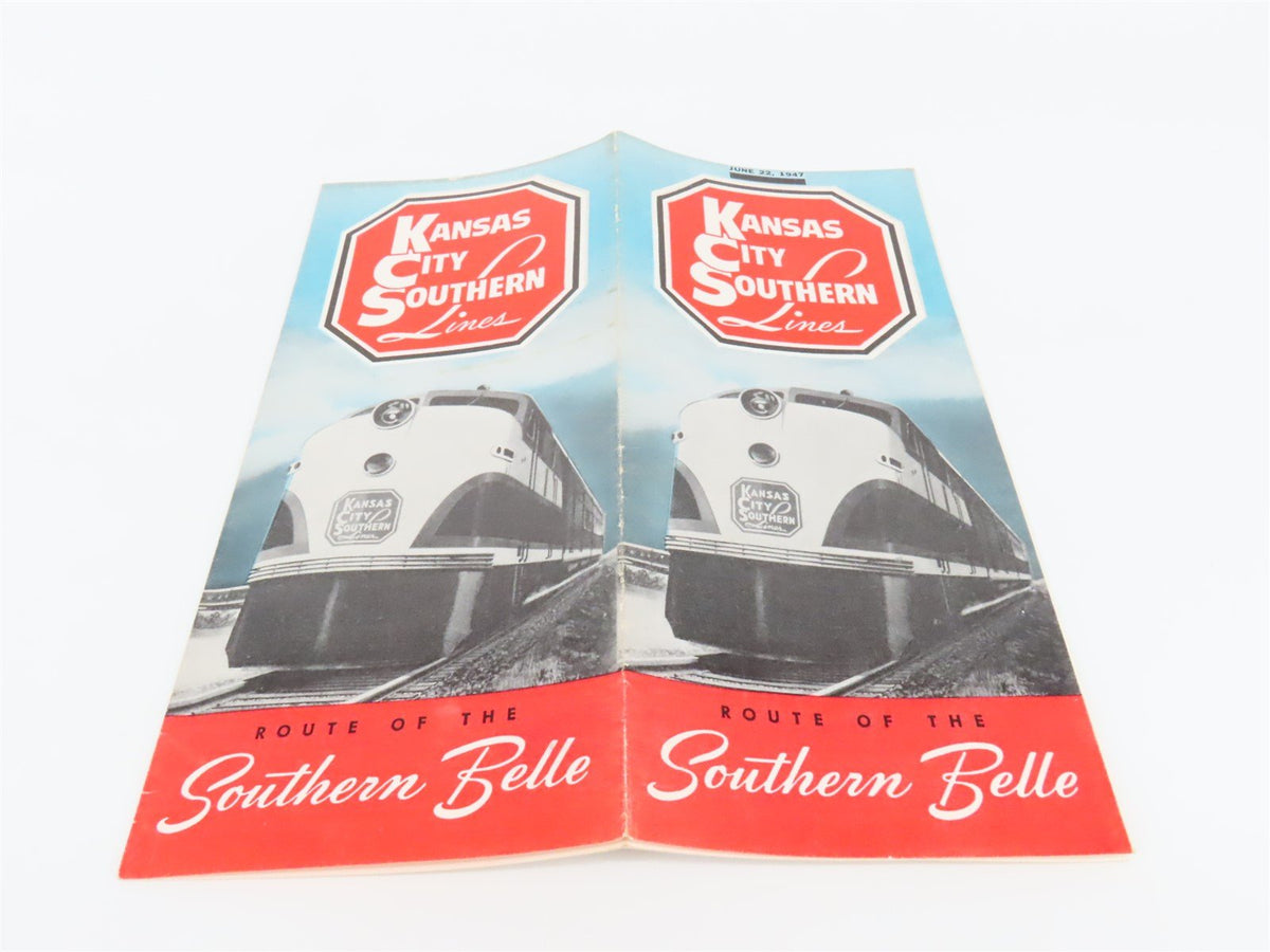 KCS Kansas City Southern &quot;Route Of The Southern Belle&quot; Time Tables June 22, 1947