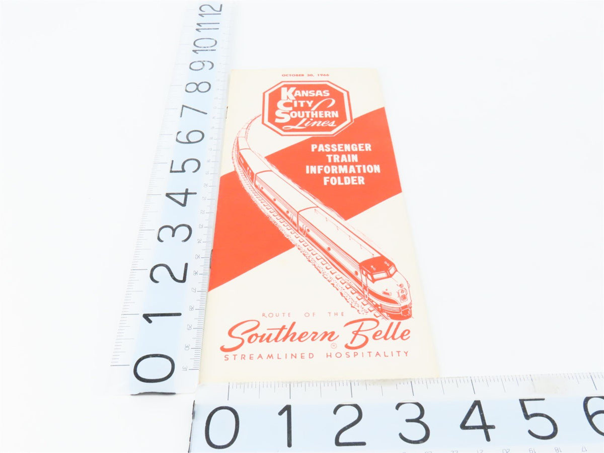 KCS Kansas City Southern Lines &quot;Southern Belle&quot; Time Tables October 30, 1966