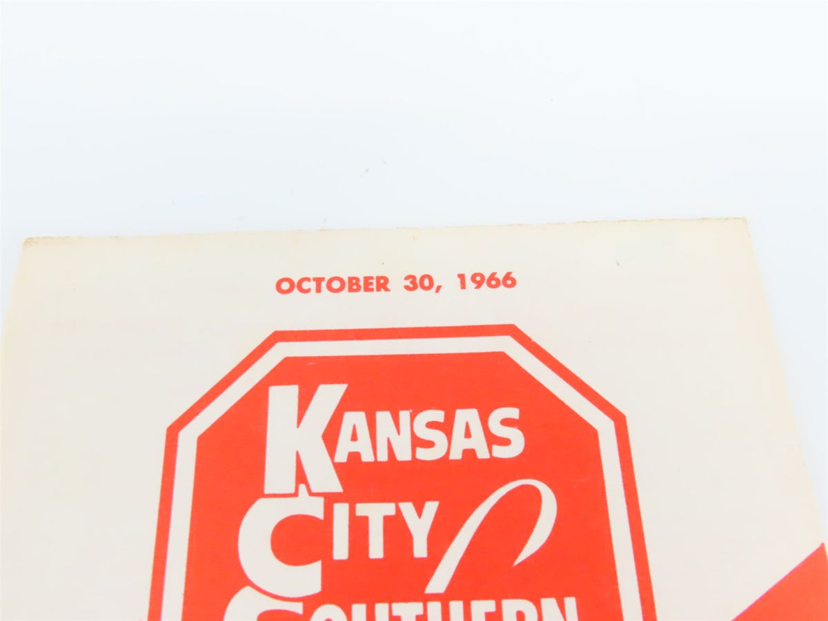 KCS Kansas City Southern Lines &quot;Southern Belle&quot; Time Tables October 30, 1966