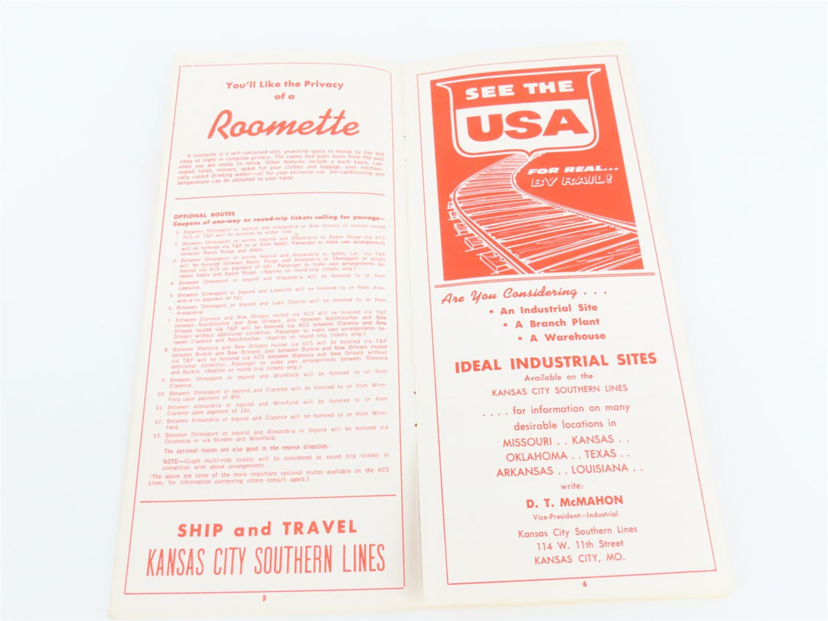 KCS Kansas City Southern Lines &quot;Southern Belle&quot; Time Tables October 30, 1966