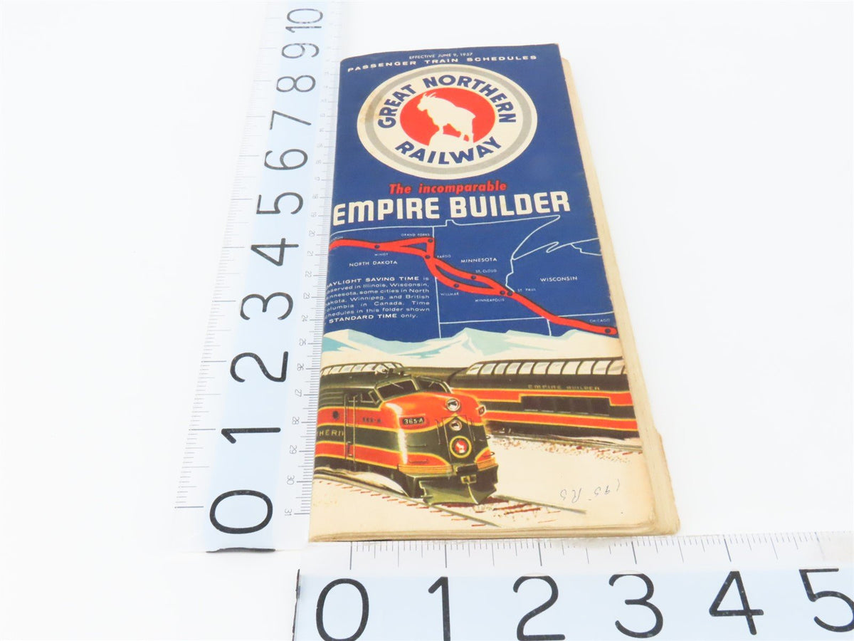 GN Great Northern Railway Empire Builder Passenger Train Schedules June 9, 1957