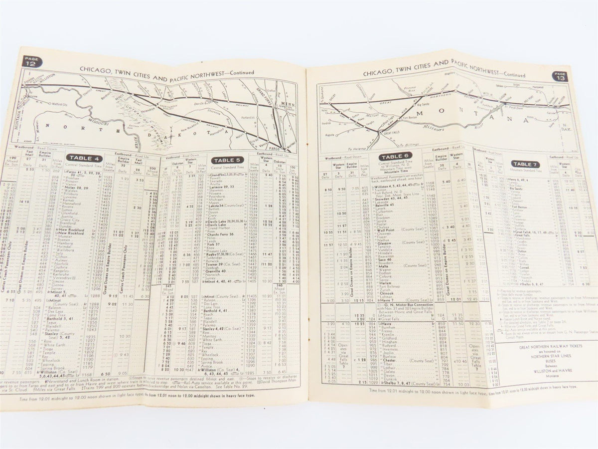 GN Great Northern Railway Empire Builder Passenger Train Schedules June 9, 1957