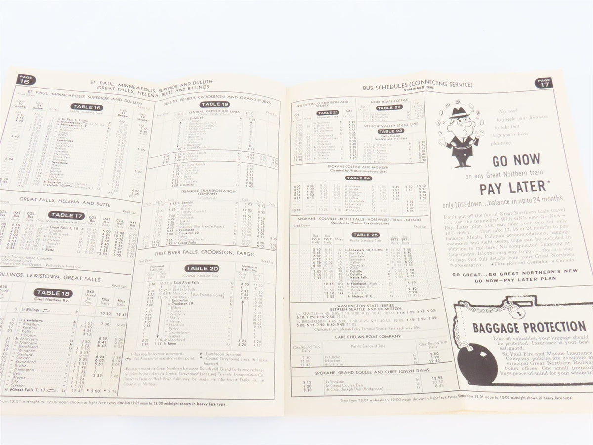 GN Great Northern Railway Empire Builder Passenger Train Schedules May 26, 1963