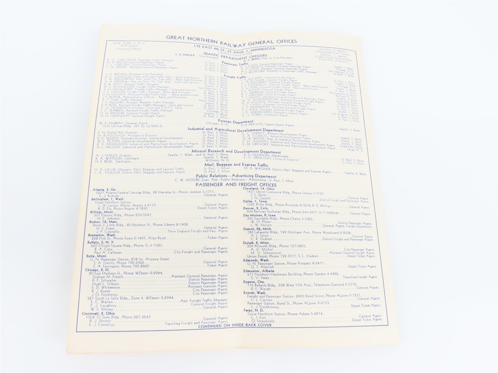 GN Great Northern Railway Empire Builder Passenger Train Schedules May 26, 1963