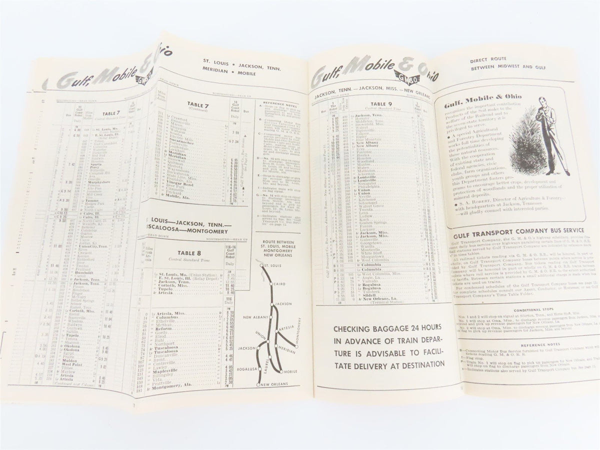 GM&amp;O Gulf Mobile &amp; Ohio &quot;The Alton Route&quot; Time Tables - April 1, 1953