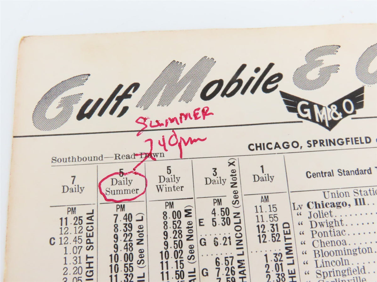 GM&amp;O Gulf Mobile &amp; Ohio Time Tables: Winter-Spring 1964