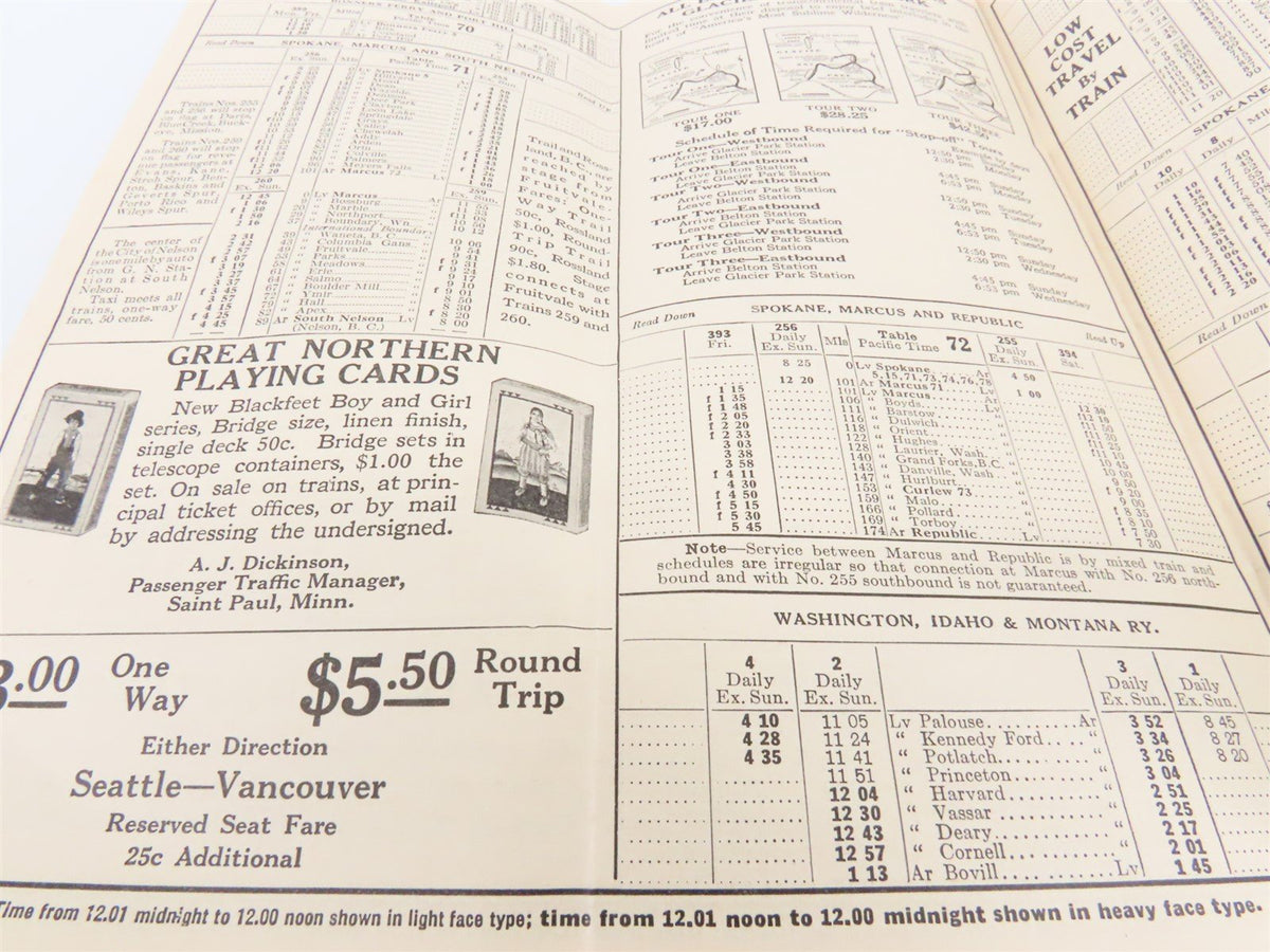 GN Great Northern Empire Builder Glacier Nat&#39;l Park Time Tables - Summer, 1938