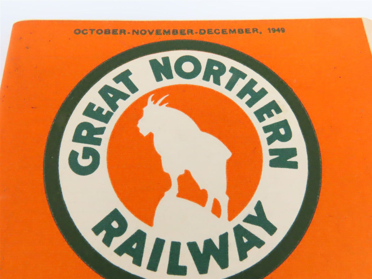 Great Northern The Streamlined Empire Builder Time Tables - Oct.-Nov.-Dec., 1949