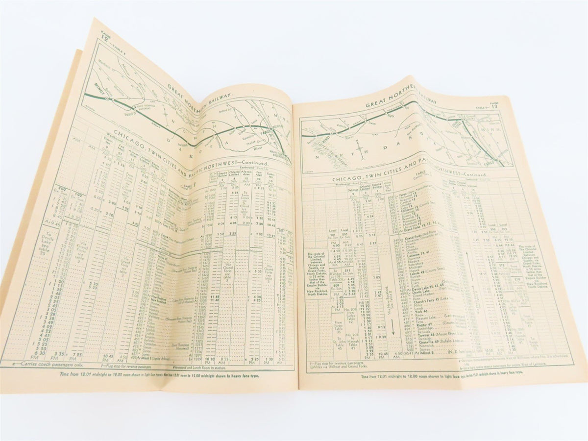 Great Northern The Streamlined Empire Builder Time Tables - Oct.-Nov.-Dec., 1949