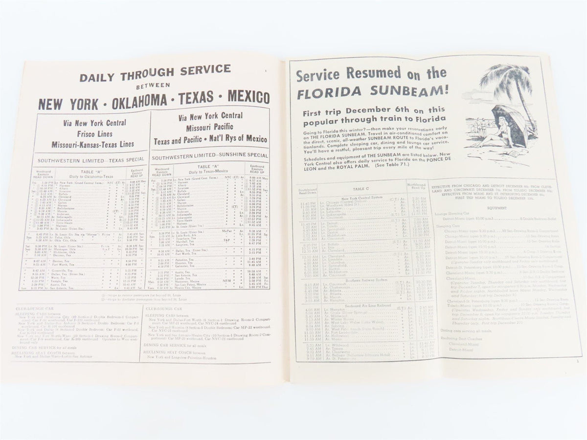 NYC New York Central System Time Tables - November 10, 1946