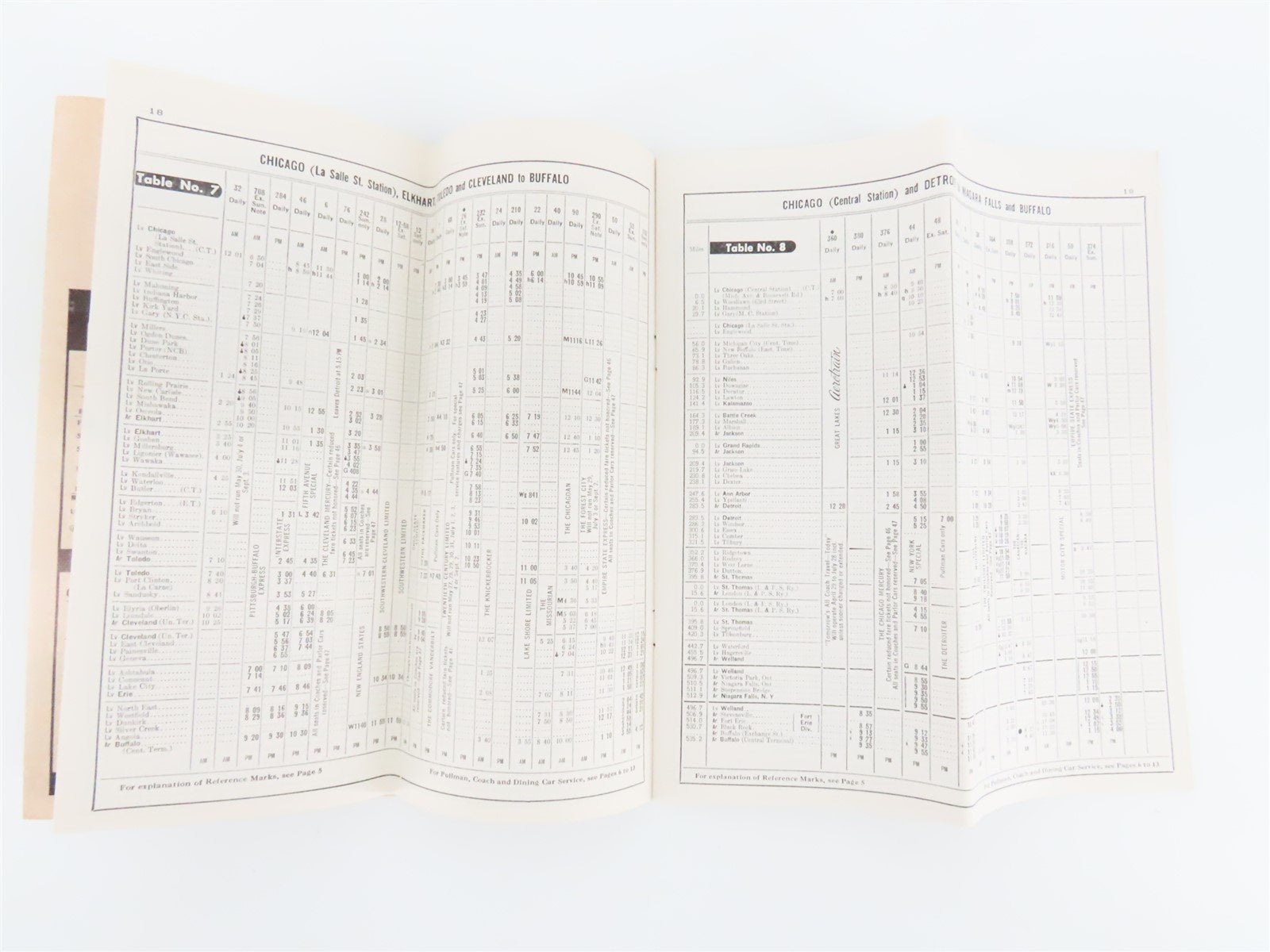 NYC New York Central Aerotrain Time Tables - April 29, 1956