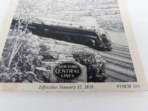 NYC New York Central Condensed Time Tables - January 12, 1930