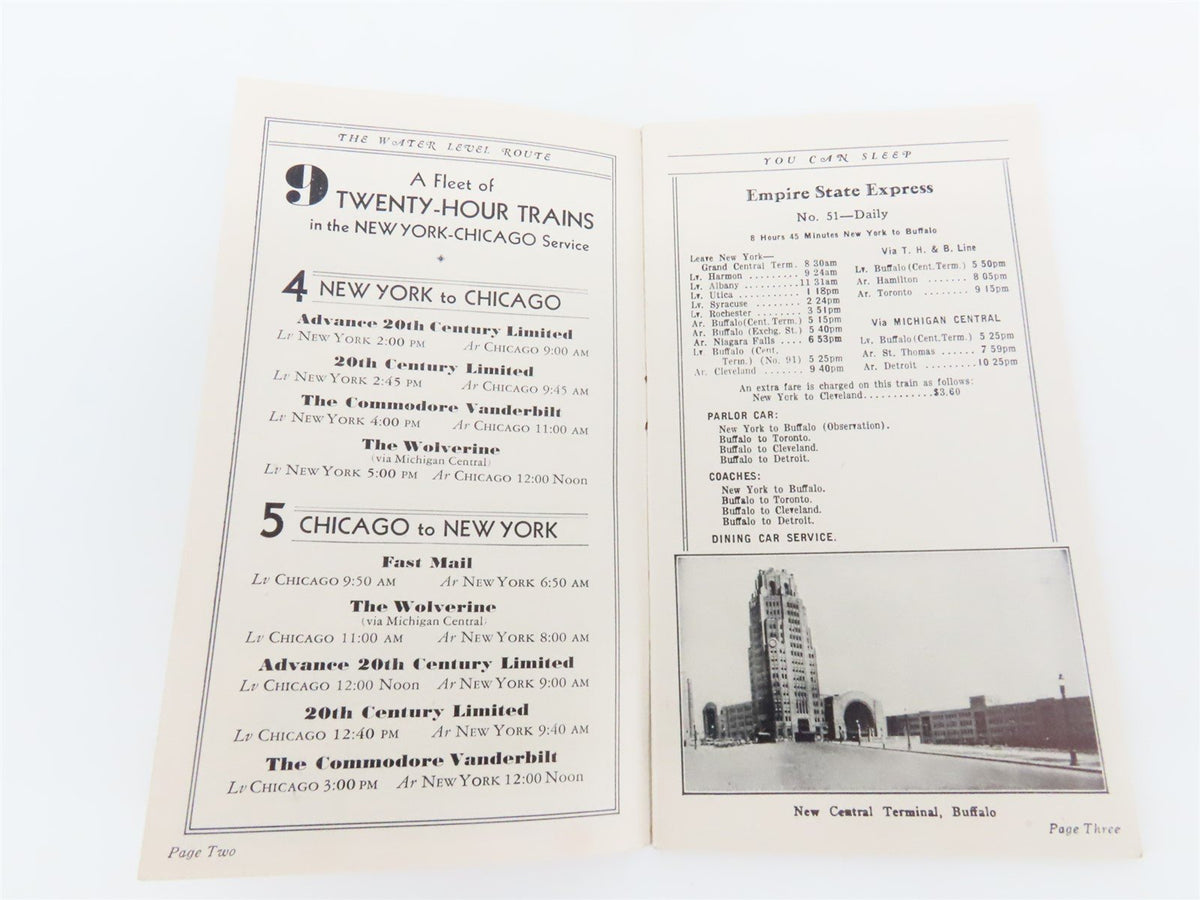 NYC New York Central Condensed Time Tables - January 12, 1930