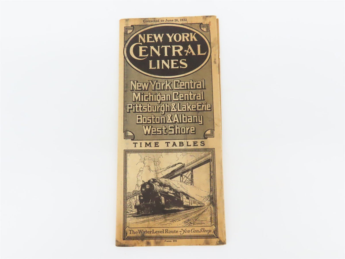 NYC New York Central Lines &quot;The Water Level Route&quot; Time Tables - June 26, 1932