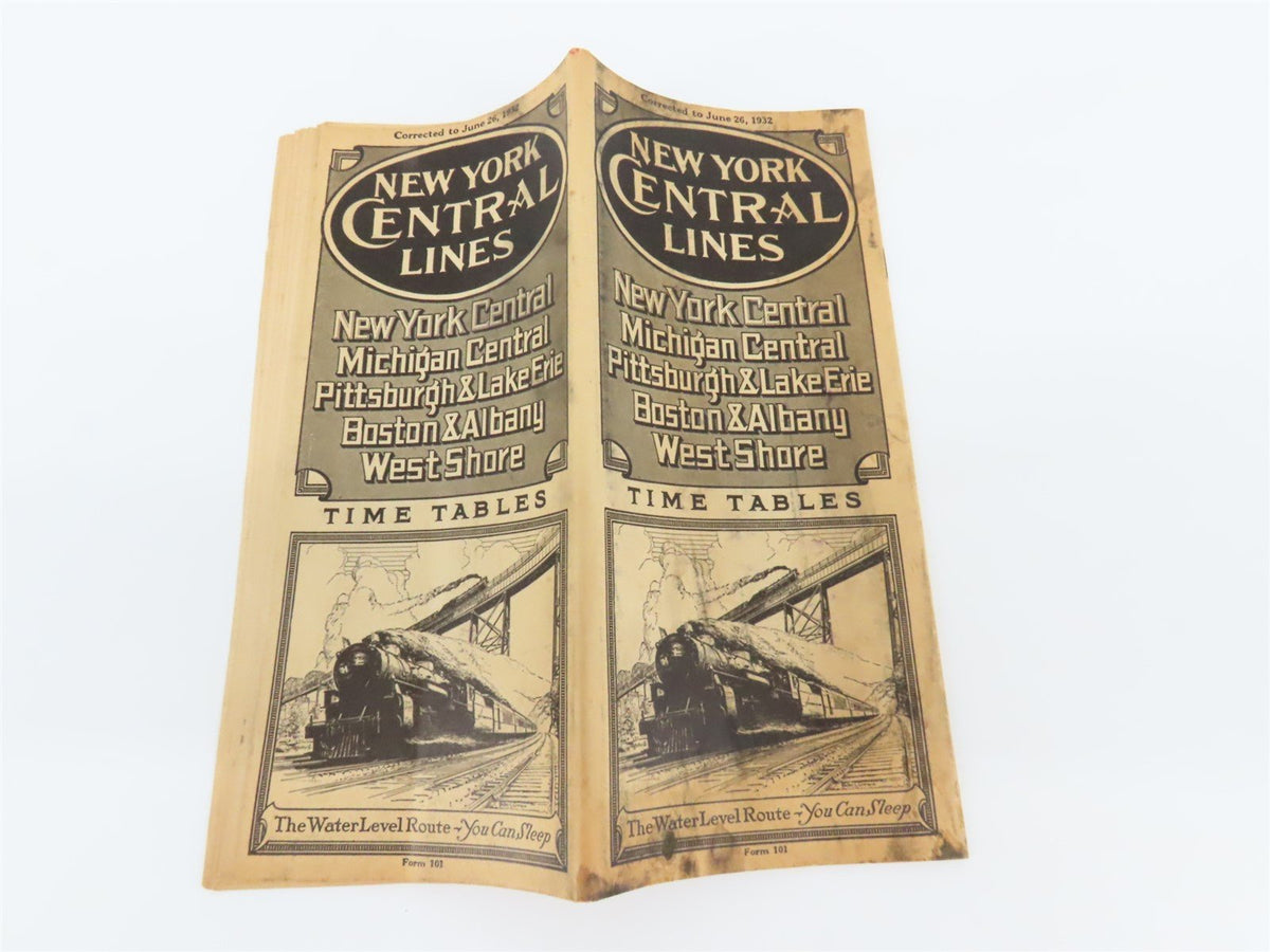 NYC New York Central Lines &quot;The Water Level Route&quot; Time Tables - June 26, 1932