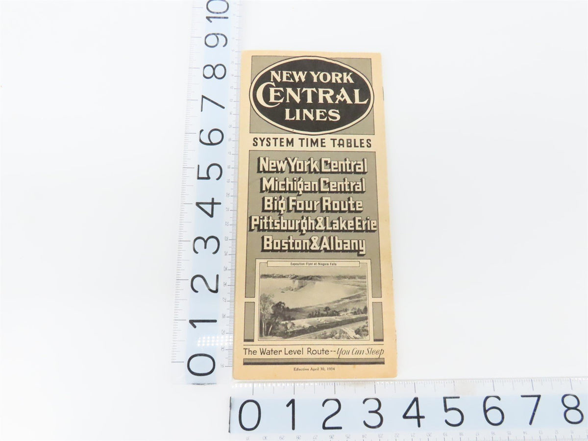 NYC New York Central Lines &quot;The Water Level Route&quot; Time Tables - April 30, 1934