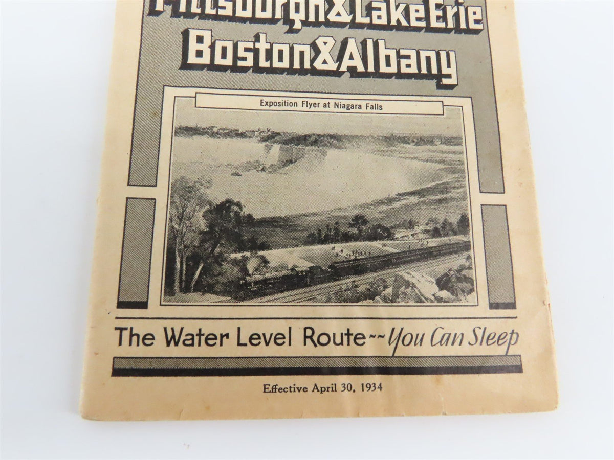 NYC New York Central Lines &quot;The Water Level Route&quot; Time Tables - April 30, 1934