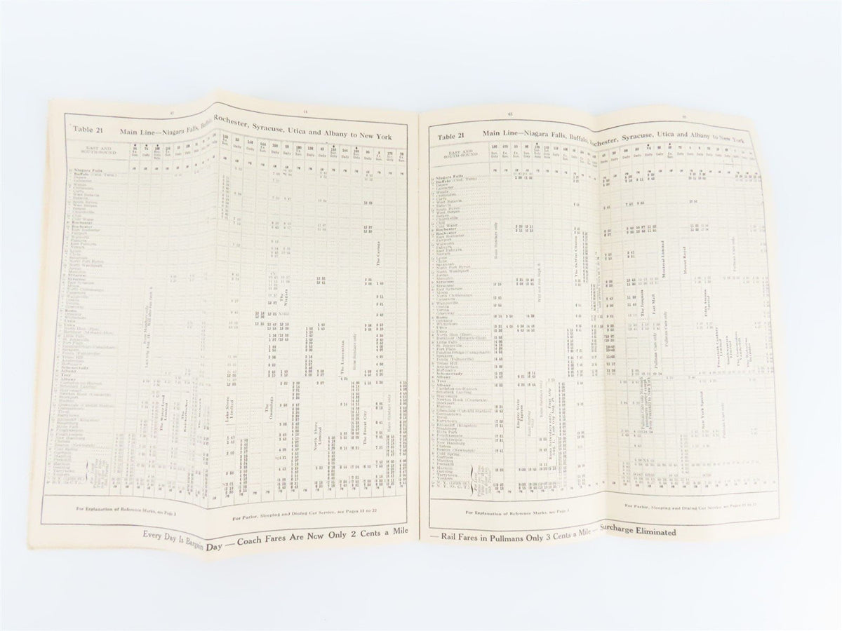 NYC New York Central System &quot;The Water Level Route&quot; Time Tables - July 15, 1936