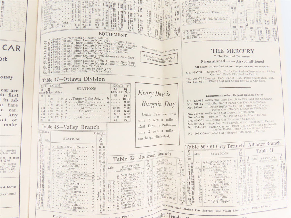 NYC New York Central System &quot;The Water Level Route&quot; Time Tables - July 15, 1936