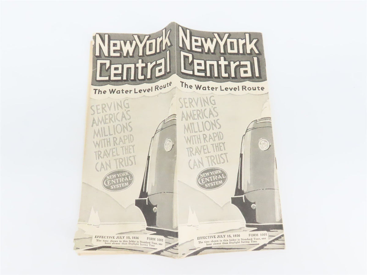 NYC New York Central System &quot;The Water Level Route&quot; Time Tables - July 15, 1936