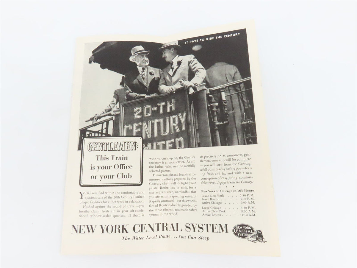 NYC New York Central &quot;The Water Level Route&quot; Time Tables - January 18, 1938