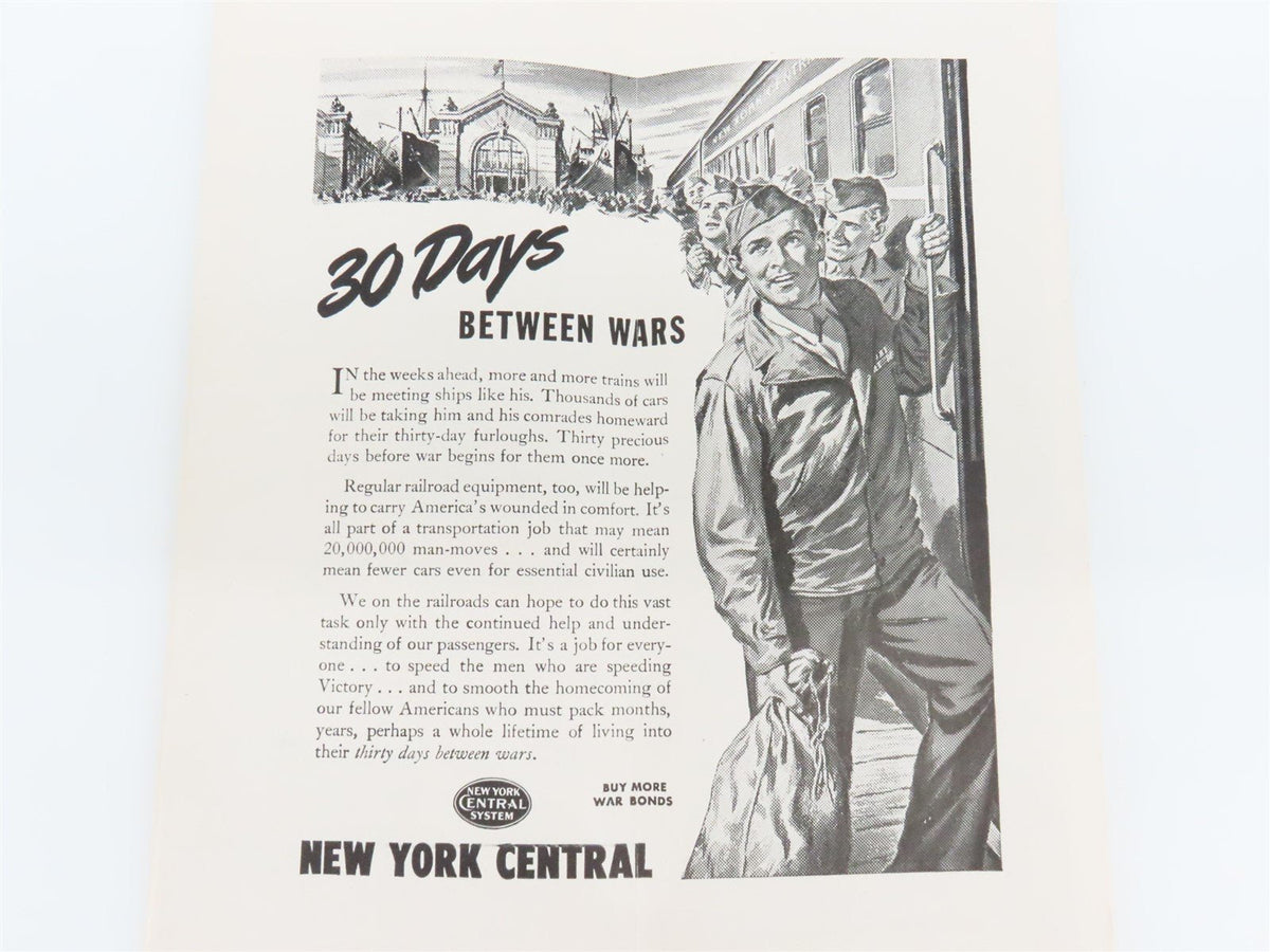 NYC New York Central System War Emergency Train Schedules - August 1, 1945