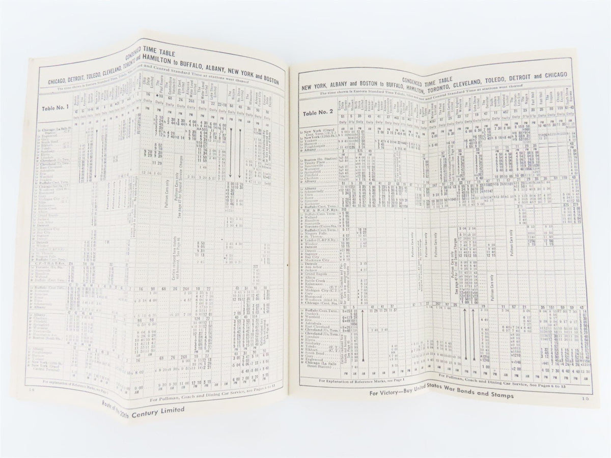 NYC New York Central System War Emergency Train Schedules - August 1, 1945