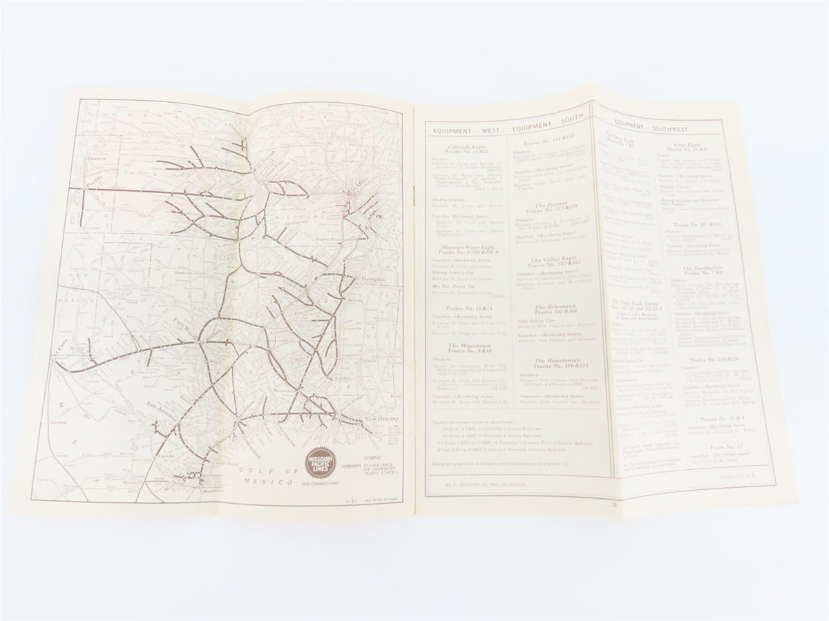 MP Missouri Pacific Lines &quot;Route of the Eagles&quot; Time Tables: September 24, 1961