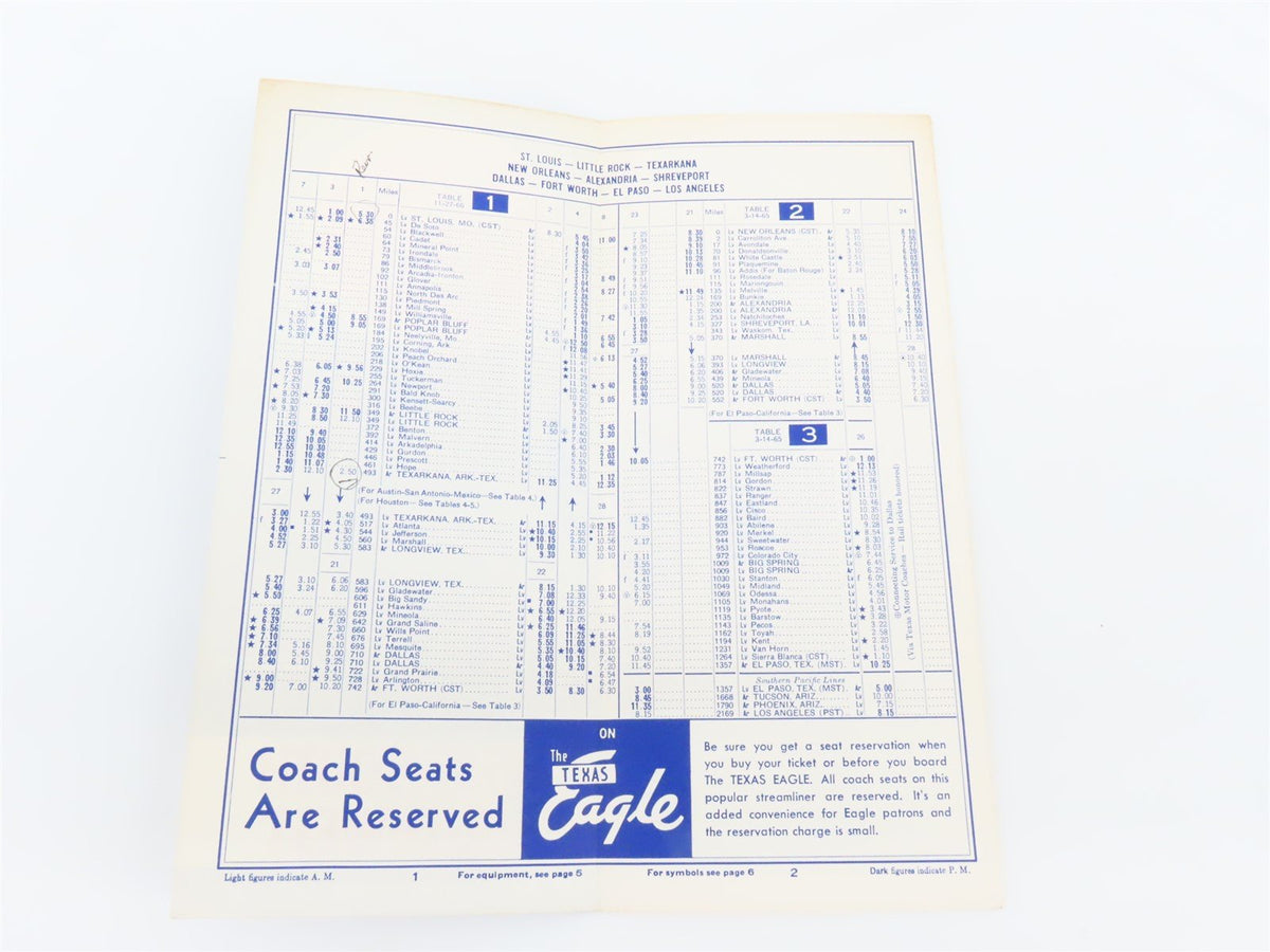 MP Missouri Pacific Lines &quot;Route of the Eagles&quot; Time Tables: January 1, 1967