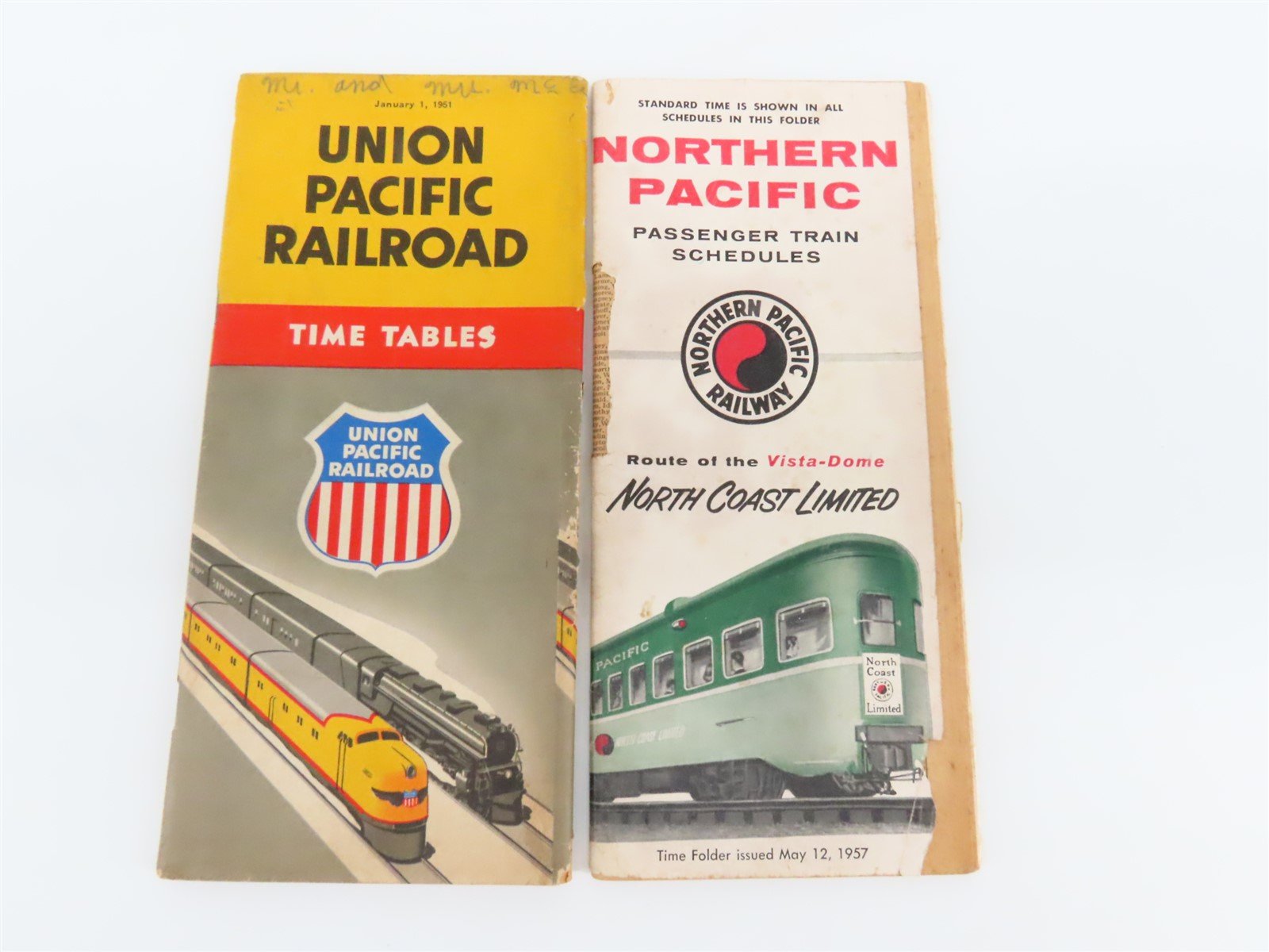 Time Tables: Union Pacific - Jan. 1, 1951 & Northern Pacific - May 12, 1957
