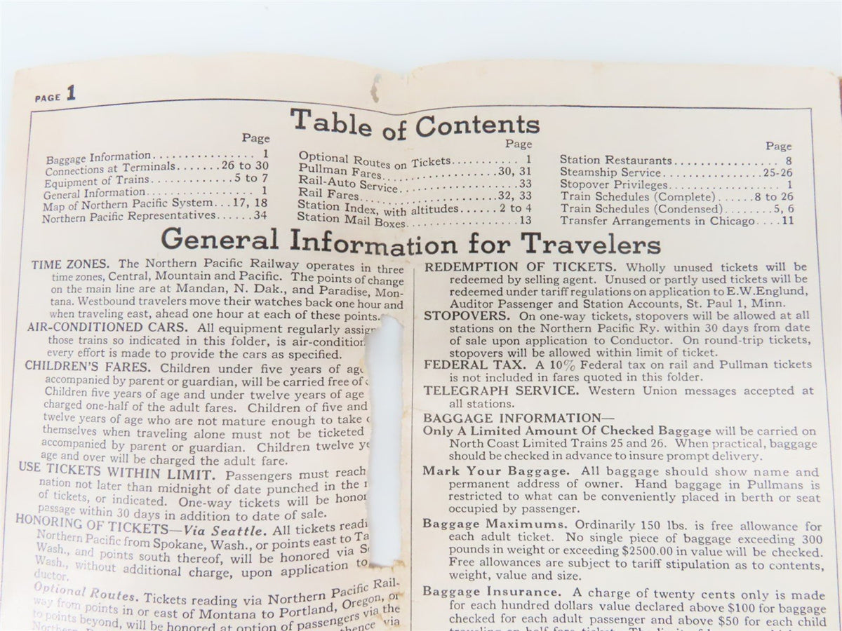 Time Tables: Union Pacific - Jan. 1, 1951 &amp; Northern Pacific - May 12, 1957