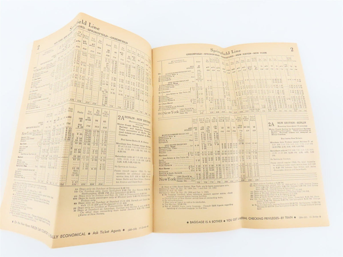 NH New Haven Railroad &quot;The All Weather Route&quot; Time Tables - October 25, 1964