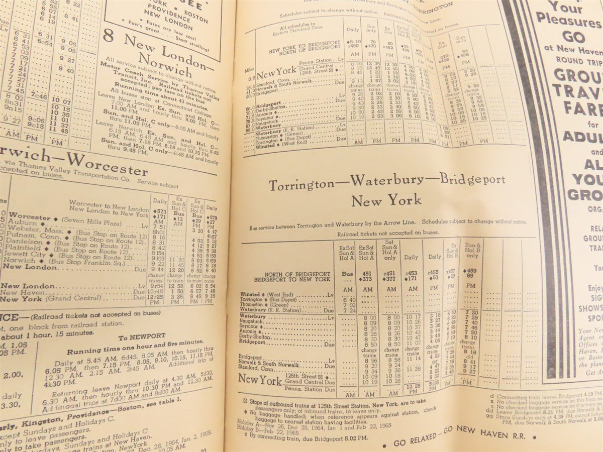 NH New Haven Railroad &quot;The All Weather Route&quot; Time Tables - October 25, 1964