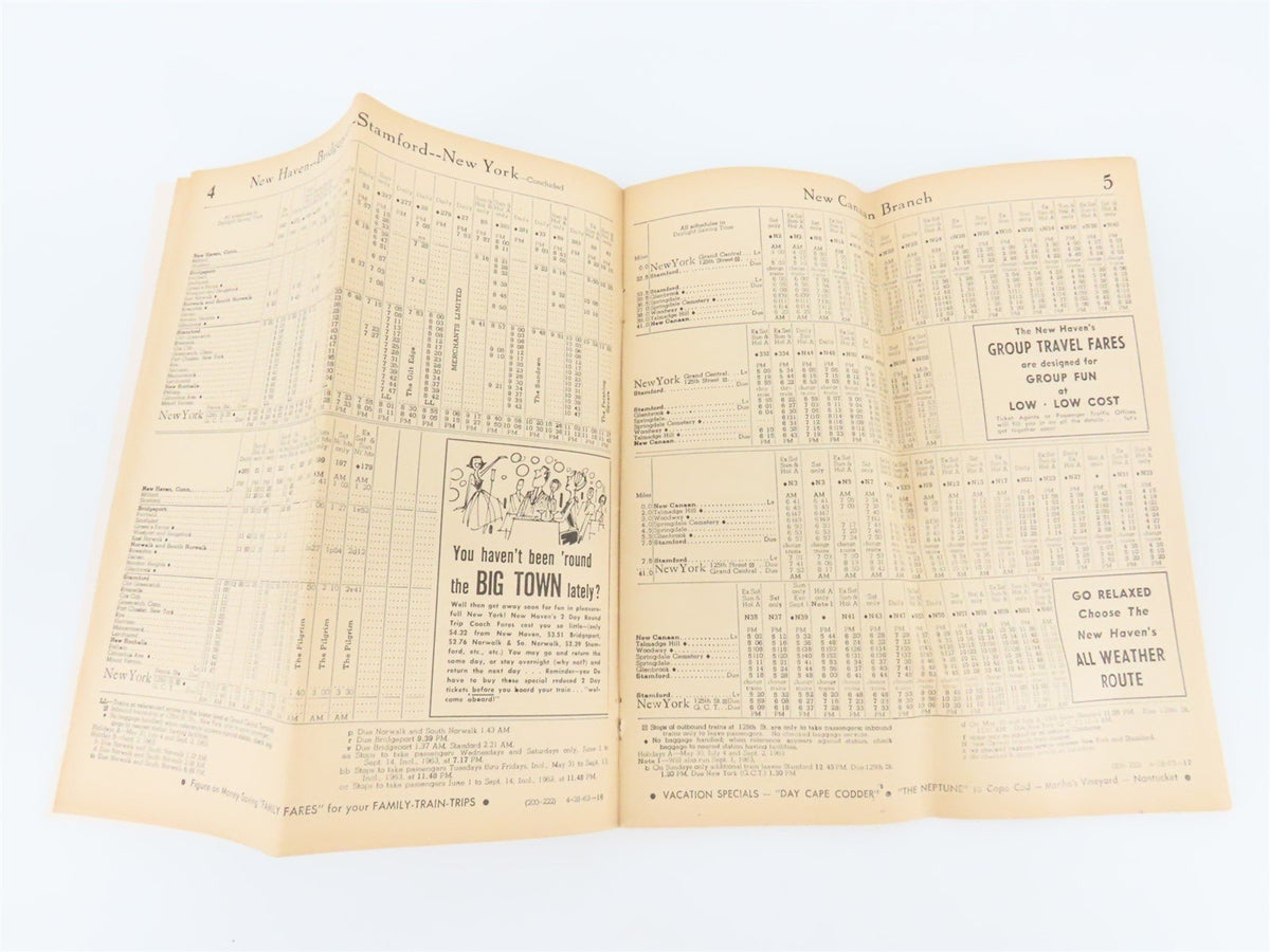 NH New Haven Railroad &quot;The All Weather Route&quot; Time Tables - April 28, 1963