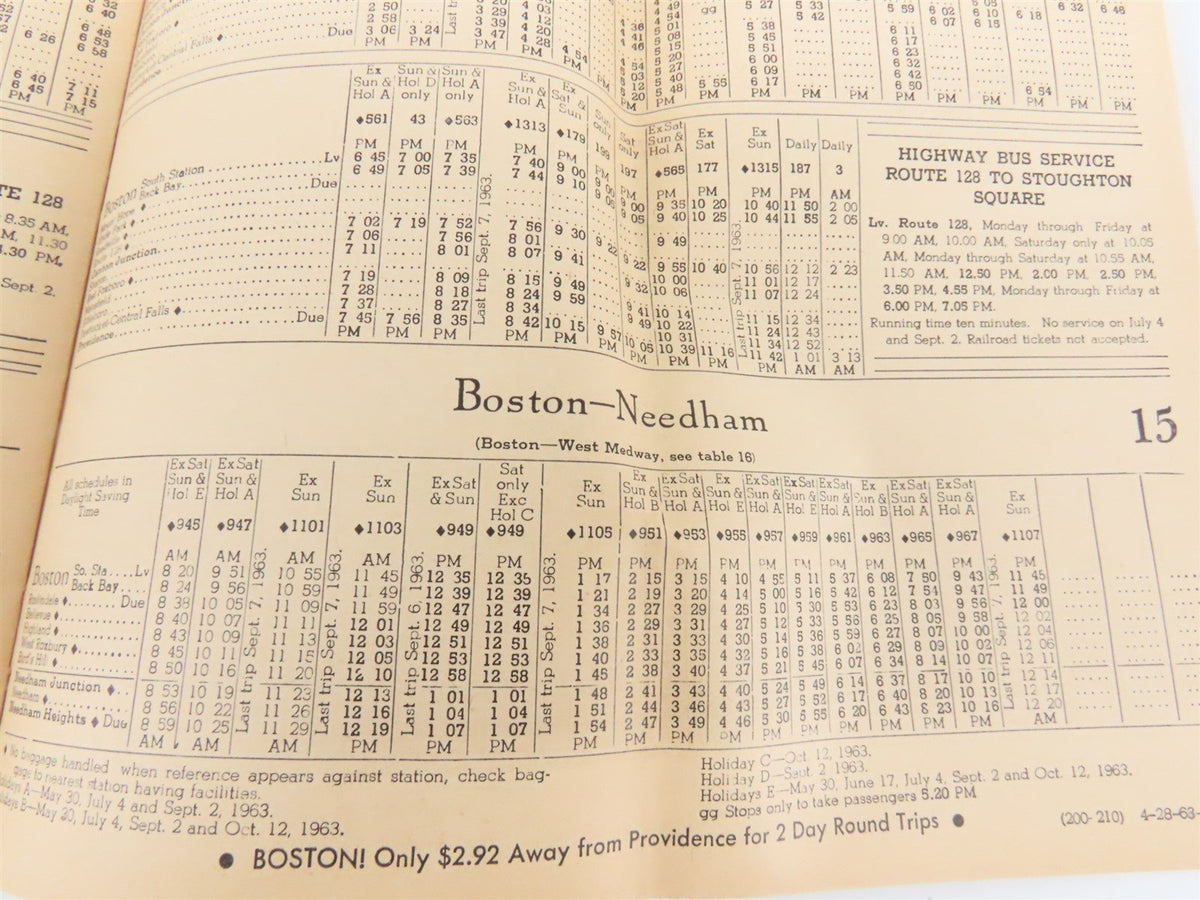 NH New Haven Railroad &quot;The All Weather Route&quot; Time Tables - April 28, 1963