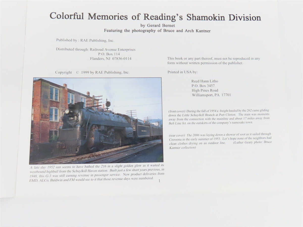 Colorful Memories of Reading&#39;s Shamokin Division by Gerard Bernet ©1999 SC Book