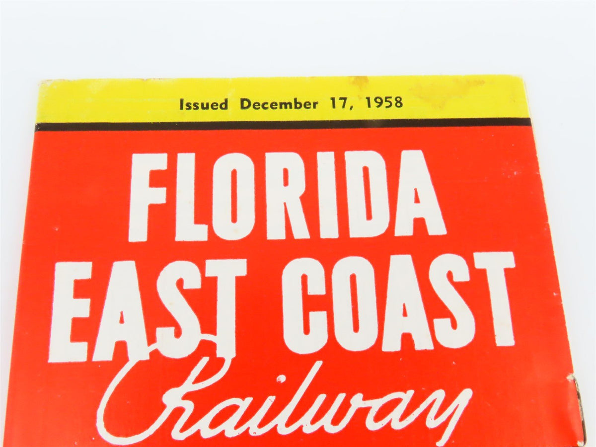 FEC Florida East Coast Railway Time Tables: December 17, 1958