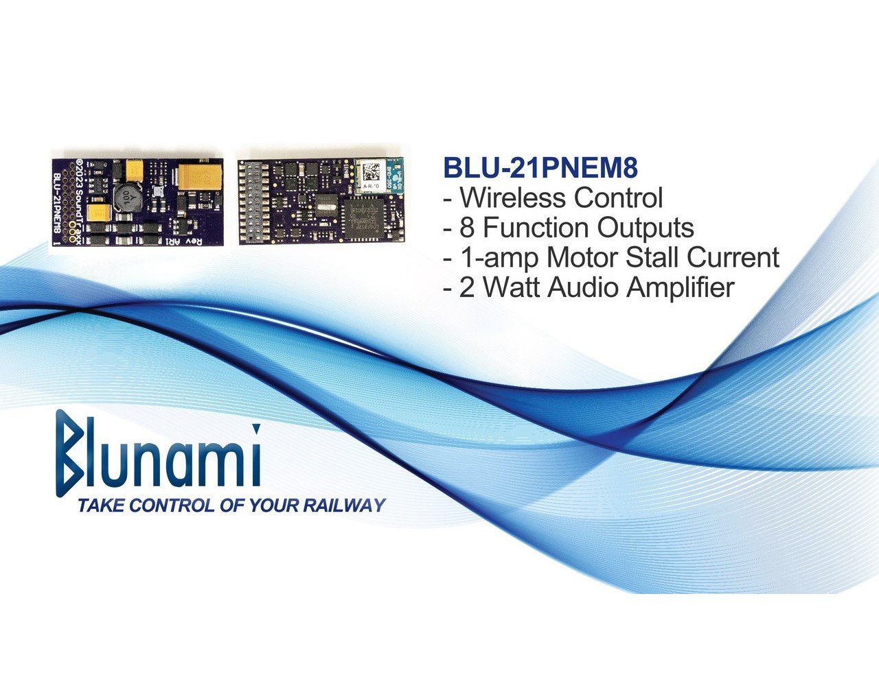 SoundTraxx Blunami BLU-21PNEM8 885623 EMD-2 Diesel Wireless DCC/SOUND Decoder