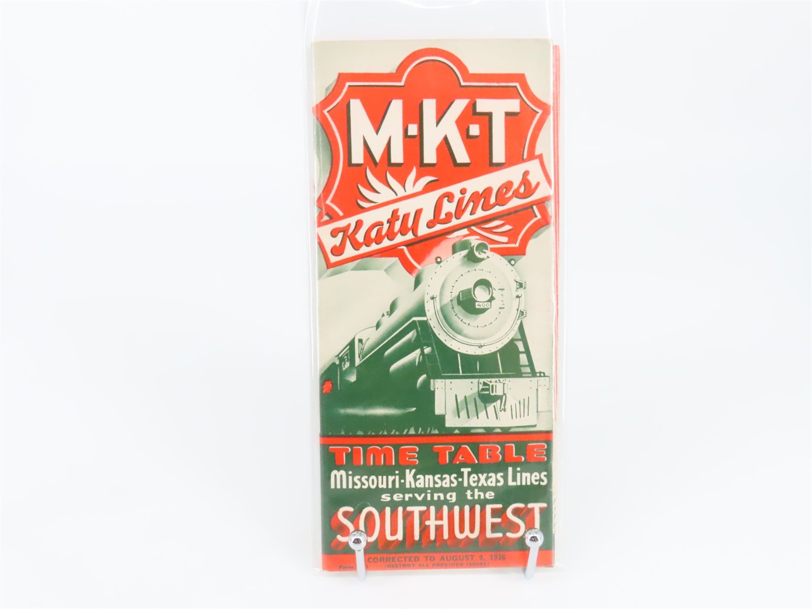 MKT Missouri Kansas Texas Katy Lines Time Table - August 9, 1936