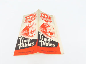 MKT Missouri Kansas Texas Katy Railroad Time Tables - December 1, 1952