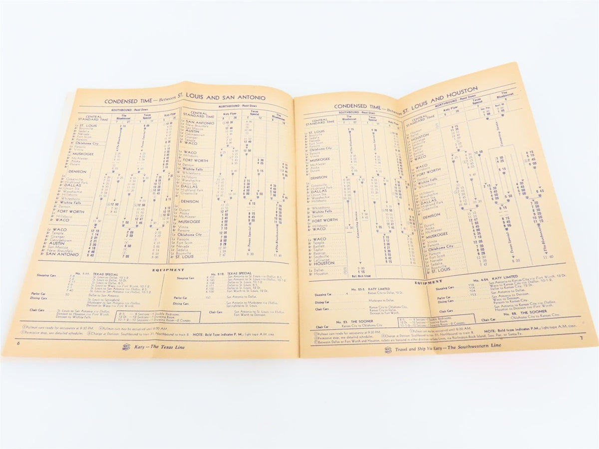 MKT Missouri Kansas Texas Katy Lines Time Tables - March 1, 1946